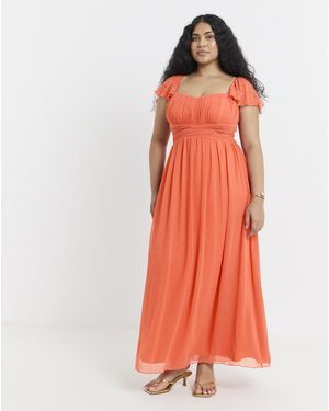Little Mistress Frilled Sleeve Dress - Red