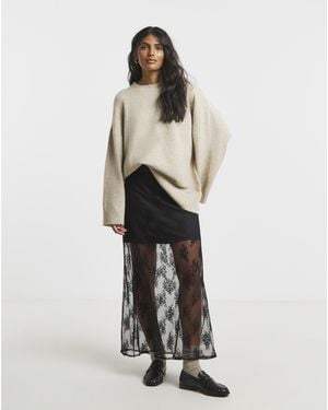 Simply Be Lace Full Maxi Skirt - White
