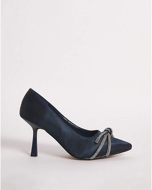 Simply Be Diamante Knot Heeled Shoes Ex Wide Fit - Blue