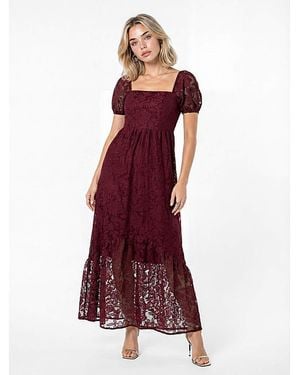 Lovedrobe Floral Lace Midaxi Dress - Red
