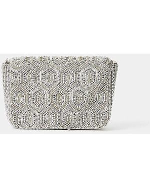 Accessorize Fold Over Clutch Bag - Grey