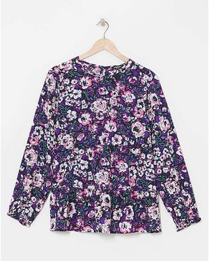 Simply Be Smock Blouse With Matching Scrunchie - Blue
