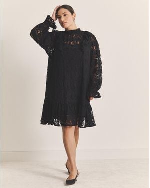 Simply Be Lace Ruffle Mini Dress - Black