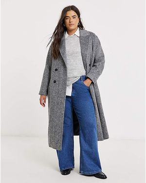 Simply Be Brushed Faux Wool Midaxi Coat - Blue
