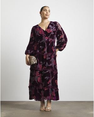 Joanna Hope Velvet Burnout Maxi Dress - Red