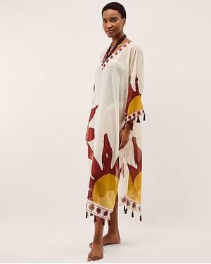 Monsoon Anissa Sun Print Midi Kaftan - Natural