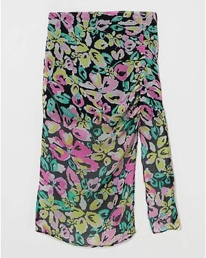 Simply Be Georgette Floral Gathered Midi Skirt - Multicolour