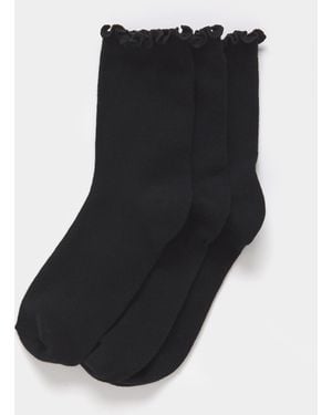Pretty Secrets Basic Lettuce Hem Socks - Black