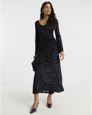 Flounce London Burnout Detail Maxi Dress - Black