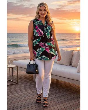 Roman Curve Leaf Puff Stretch Shirt - Green