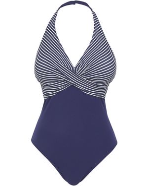 Figleaves Tailor Swimsuit Longer Length - Blue