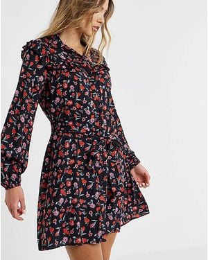 Simply Be Frill Detail Shirt Dress - Multicolour