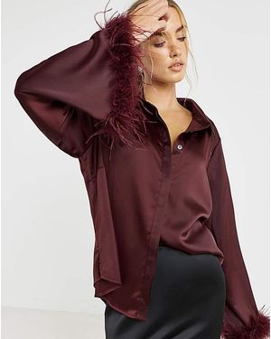 Lovedrobe Satin Feather Shirt - Red