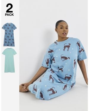 Pretty Secrets 2 Pack Midi Nighties - Blue