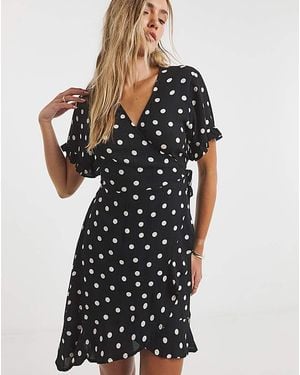 Simply Be Crinkle Wrap Front Skater Dress - Black