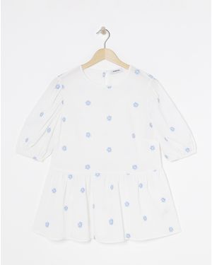 Simply Be Embroidered Puff Sleeve Top - Blue