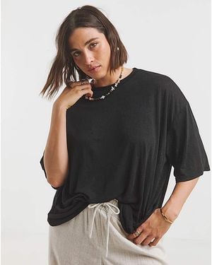 Simply Be Slub Jersey Slouchy T-Shirt - Black