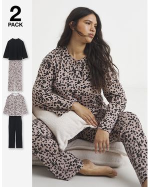 Simply Be Value 2 Pack Pj Set - Brown