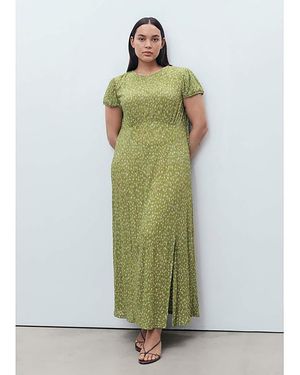 Mango Ditsy Floral Midi Dress - Green