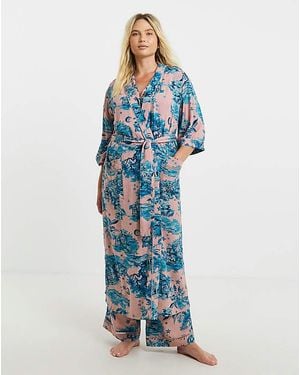 Figleaves Printed Viscose Maxi Gown - Blue