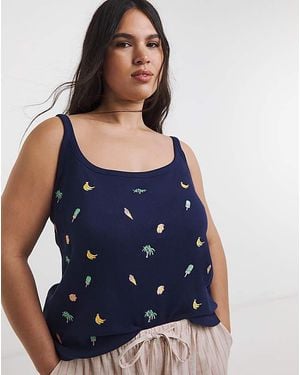 Simply Be Holiday Embroidered Vest - Blue