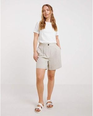 Simply Be Pinstripe Linen Blend Short - Natural