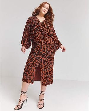 Flounce London Leopard Midi Dress - Red