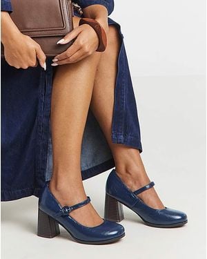 Simply Be Mary Jane Vintage Platorm Ex Wide - Blue