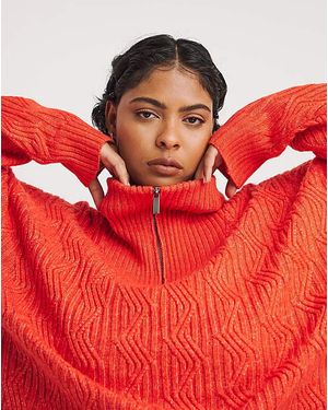 Native Youth Funnel Neck Cable Jumper - Red
