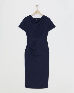 Joanna Hope Draped Midi Dress - Blue