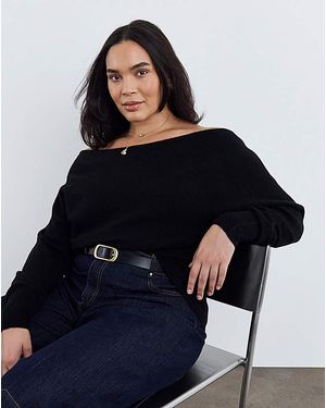 Simply Be Slash Neck Cinched Jumper - Blue