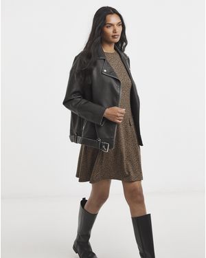 Simply Be Jersey Jacquard Shift Dress - Brown