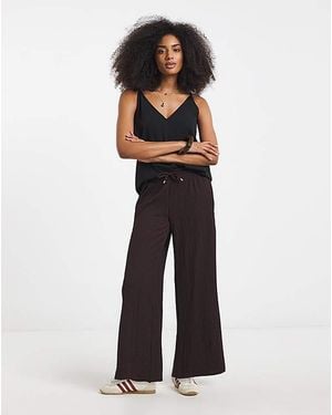 Simply Be Jersey Textured Wide Leg Trousers - Brown
