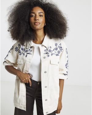 Simply Be Floral Embroidered Jacket - Natural