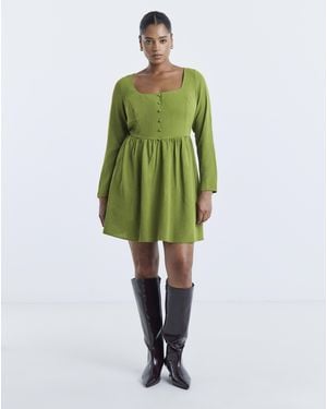 Simply Be Historic Detail Skater Dress - Green