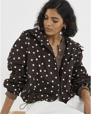 Simply Be Polka Dot Hooded Wind Breaker - Black