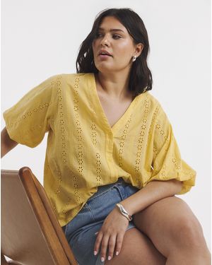 Simply Be Soft Broderie Blouse - Yellow