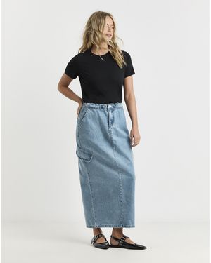 Simply Be Parachute Denim Maxi Skirt - Blue