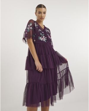 Maya Curve Maya Deluxe Embroidered Mxi Dress - Purple