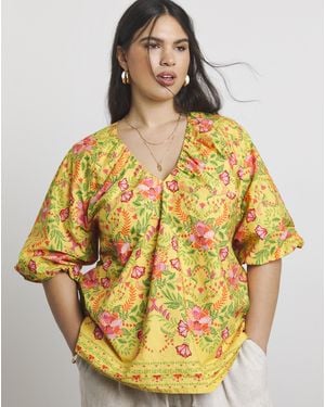 Joanna Hope Cotton Poplin Blouse - Yellow