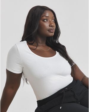 Simply Be Short Sleeve Bodysuit - White
