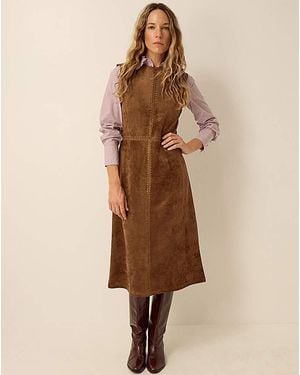 Monsoon Josie Faux Suede Midi Dress - Natural