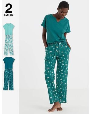 JD Williams 2 Pack Cotton Pj Set - Blue