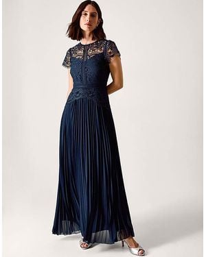Monsoon Lace Pleated Bridesmaid Dress - Blue