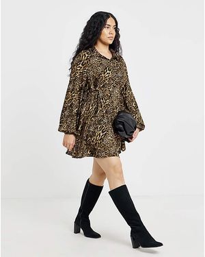 Simply Be Print Shirt Dress - Brown