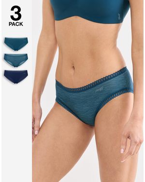 Sloggi 3Pk Go Crush High Leg Knickers - Blue
