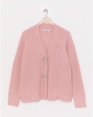 Simply Be Diamante Bow Cardigan - Pink