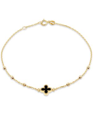 iJewel 9Ct Onyx Petal Bracelet - Metallic