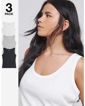 Simply Be 3 Pack Pure Cotton Scoop Neck Tanks - White