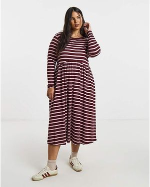 Simply Be Burgundy Ribbed Midi Dress - Red